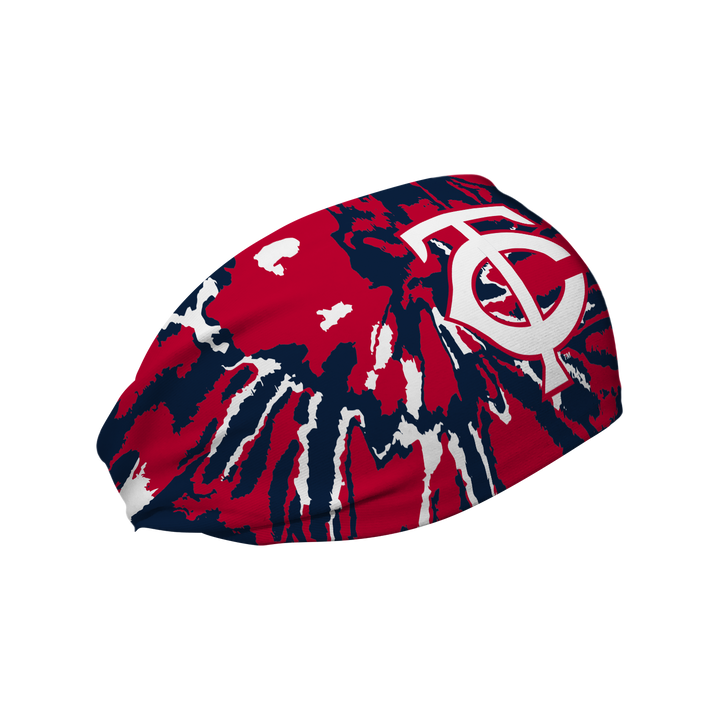 MLB Minnesota Twins team tie-dye cooling headband with cap logo. Made in USA, Vertical Athletics brand.  