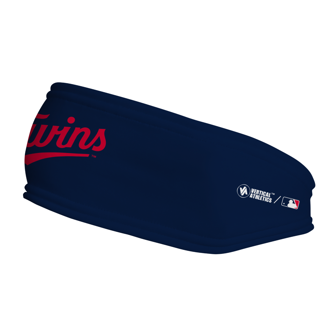 MLB Minnesota Twins fleece headband with Wordmark. Made in the USA, Vertical Athletics brand. 