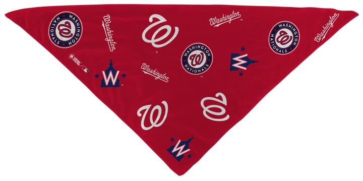 MLB Washington Nationals cooling triangle bandana with logos all over. Made in USA, Vertical Athletics brand.  