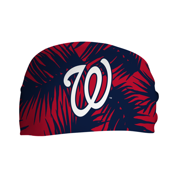 MLB licensed Washington Nationals cooling headband with big palm cap logo. Made in the USA, Vertical Athletics brand.