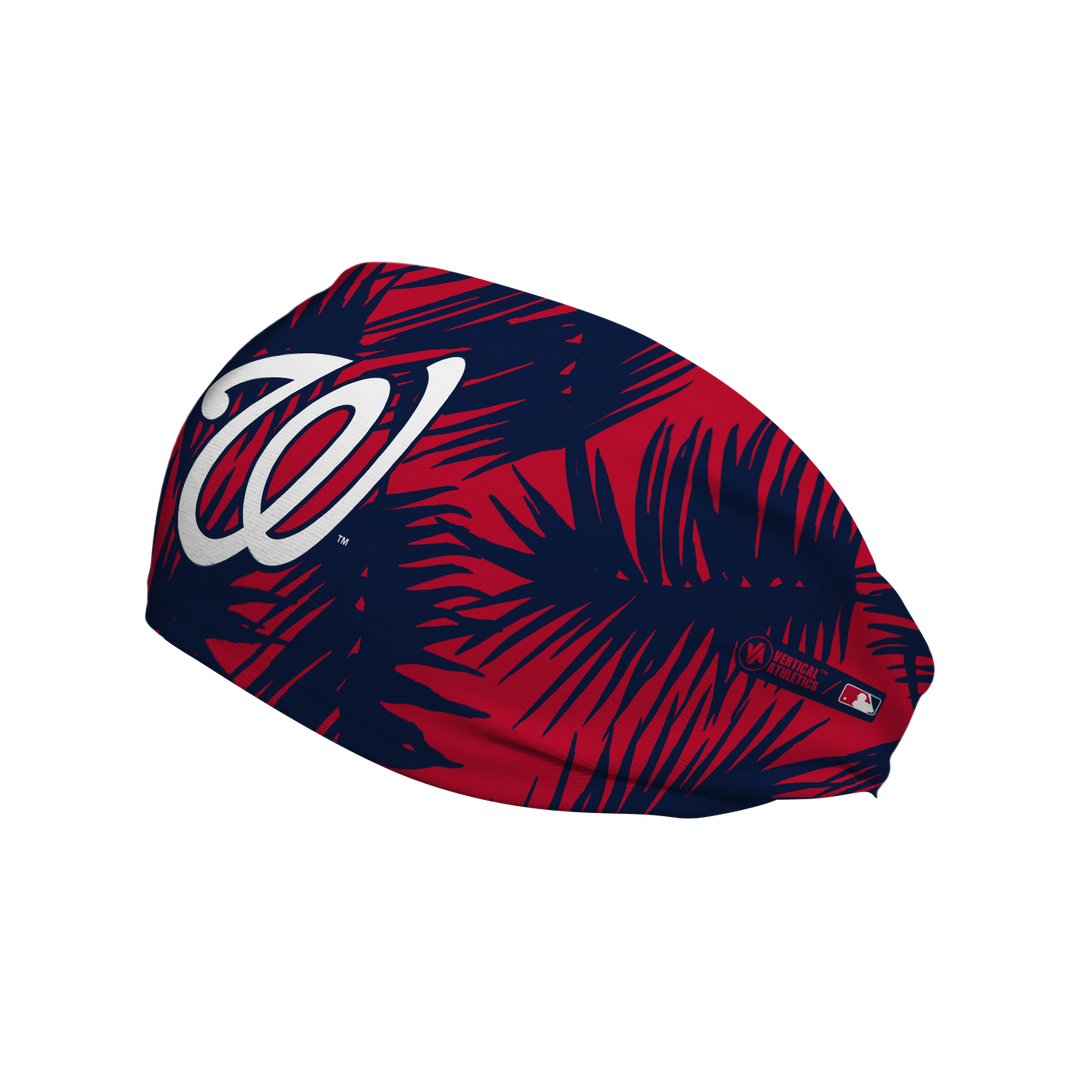 MLB licensed Washington Nationals cooling headband with big palm cap logo. Made in the USA, Vertical Athletics brand.