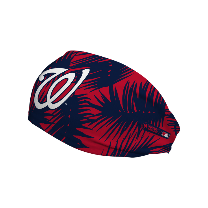 MLB licensed Washington Nationals cooling headband with big palm cap logo. Made in the USA, Vertical Athletics brand.