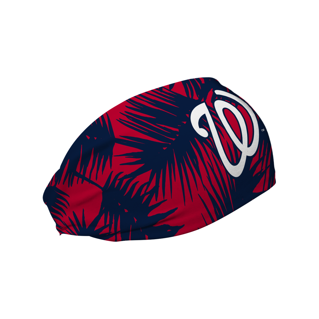 MLB licensed Washington Nationals cooling headband with big palm cap logo. Made in the USA, Vertical Athletics brand.