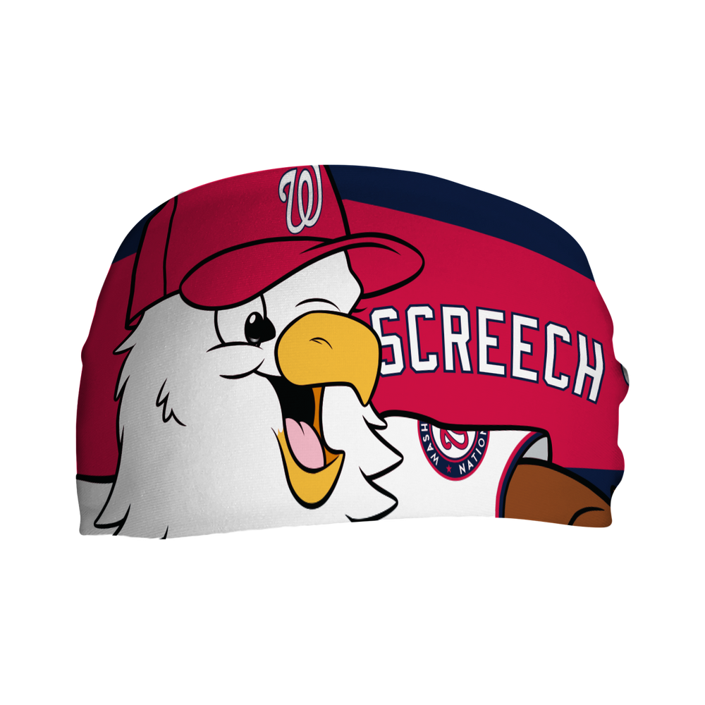 MLB Washington Nationals cooling headband with Mascot Nameplate. Made in USA, Vertical Athletics brand.