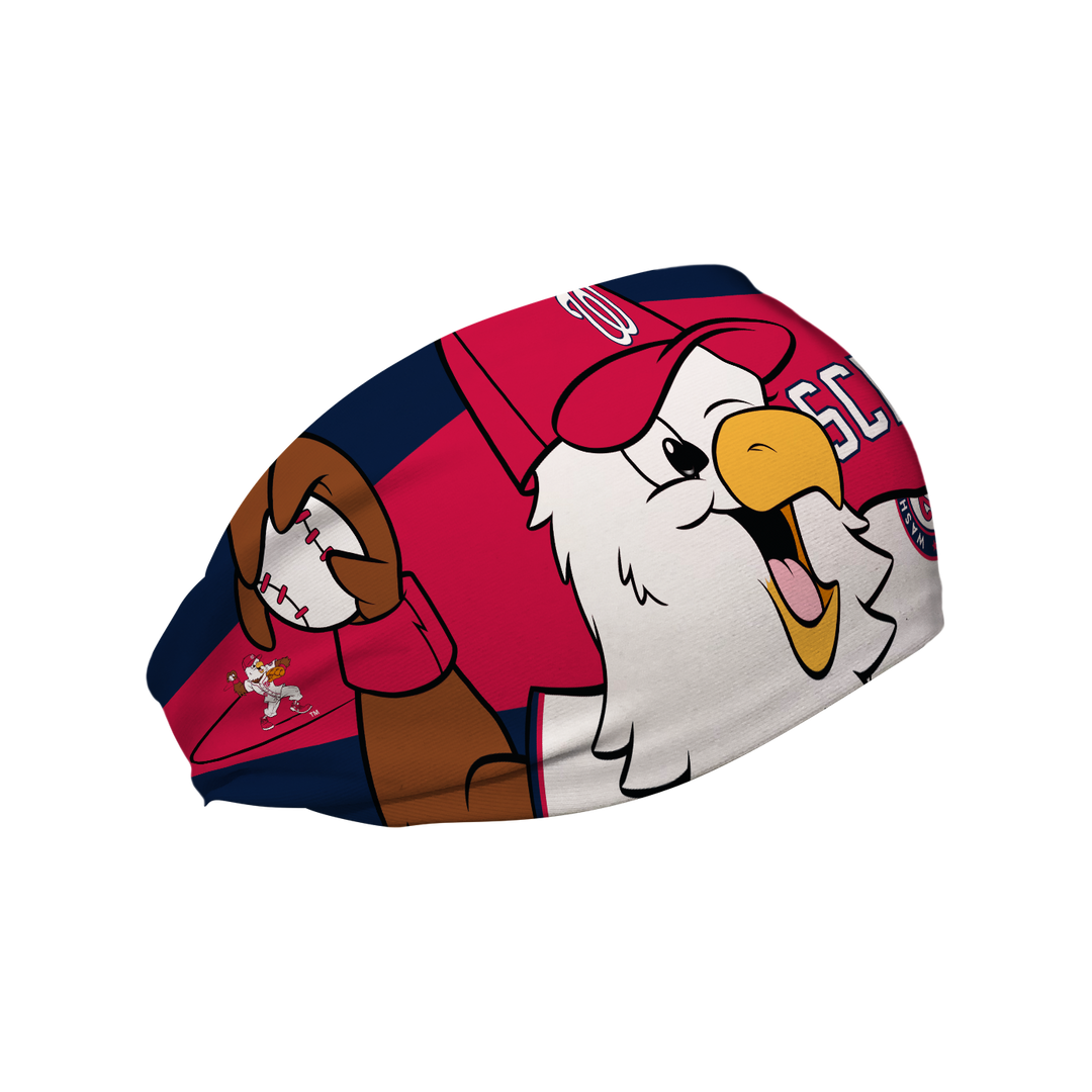 MLB Washington Nationals cooling headband with Mascot Nameplate. Made in USA, Vertical Athletics brand.