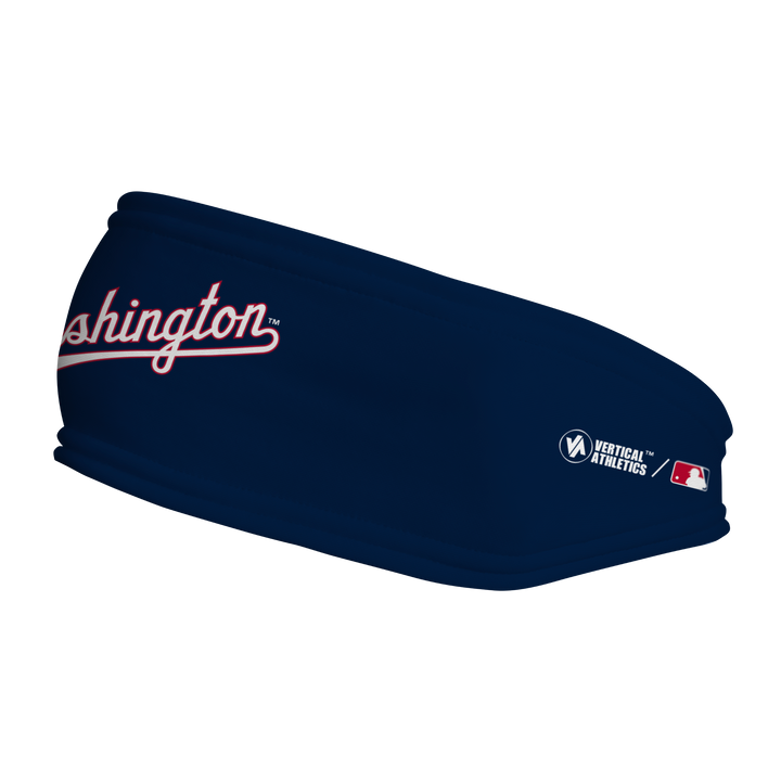 MLB Washington Nationals fleece headband with Wordmark. Made in the USA, Vertical Athletics brand. 