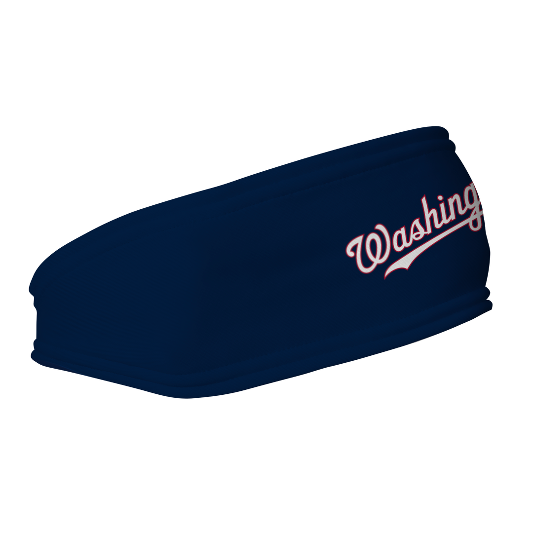 MLB Washington Nationals fleece headband with Wordmark. Made in the USA, Vertical Athletics brand. 