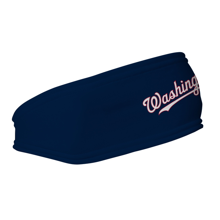 MLB Washington Nationals fleece headband with Wordmark. Made in the USA, Vertical Athletics brand. 