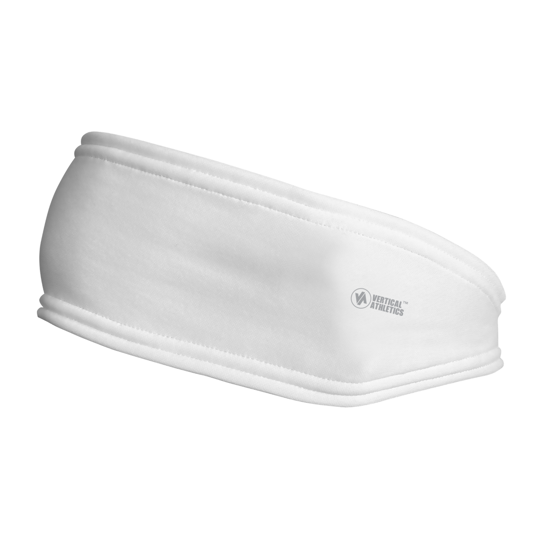 Fashion Fleece Headband with Solid White. Made in the USA, Vertical Athletics brand.