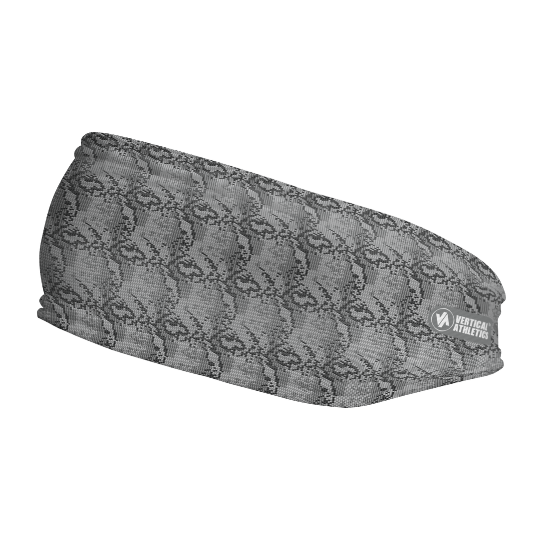 Fashion Fleece Headband with Silver Python. Made in the USA, Vertical Athletics brand.