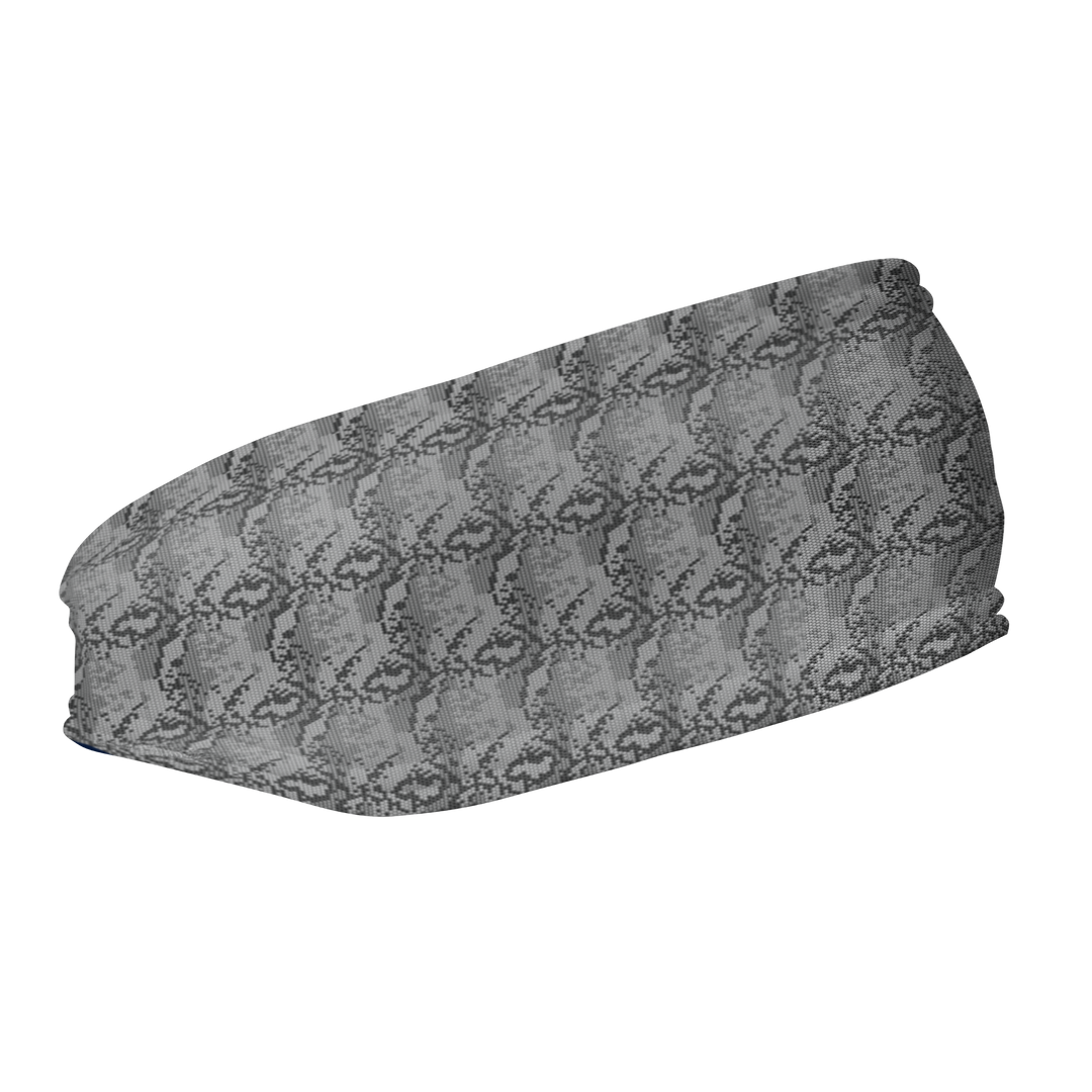 Fashion Fleece Headband with Silver Python. Made in the USA, Vertical Athletics brand.