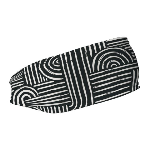 Fashion Fleece Headband with Tribal Maze. Made in the USA, Vertical Athletics brand.