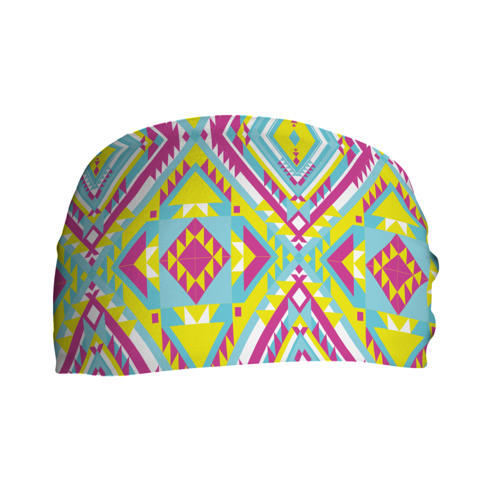 Cooling Headband with Neon SW Tribal. Made in USA, Vertical Athletics brand.