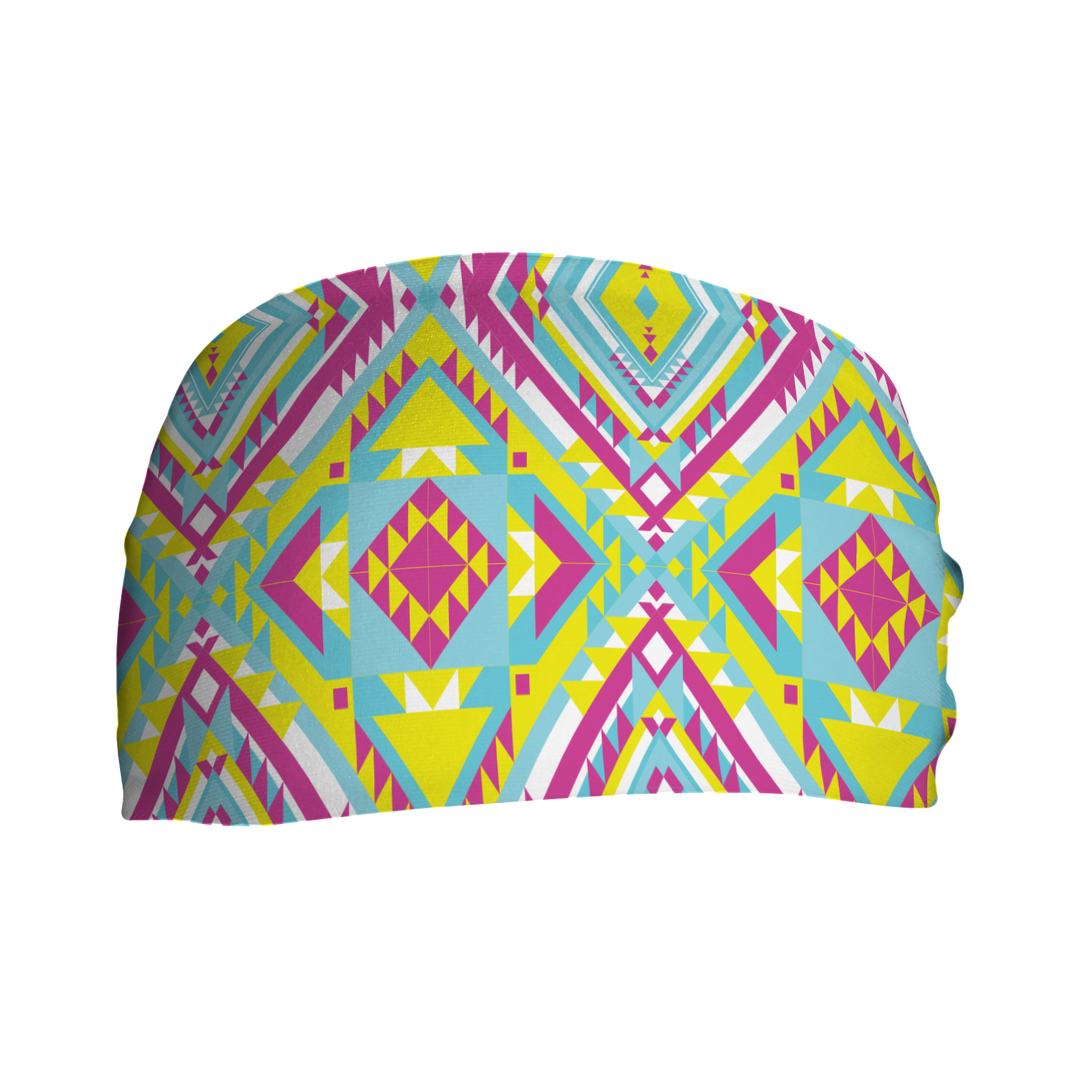 Cooling Headband with Neon SW Tribal. Made in USA, Vertical Athletics brand.