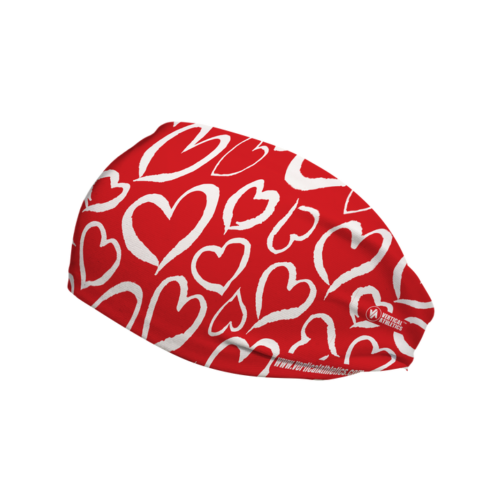 Cooling Headband with Heart Repeat. Made in USA, Vertical Athletics brand.