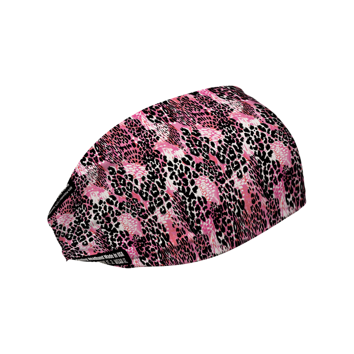 Cooling Headband with Pink Cheetah. Made in USA, Vertical Athletics brand.