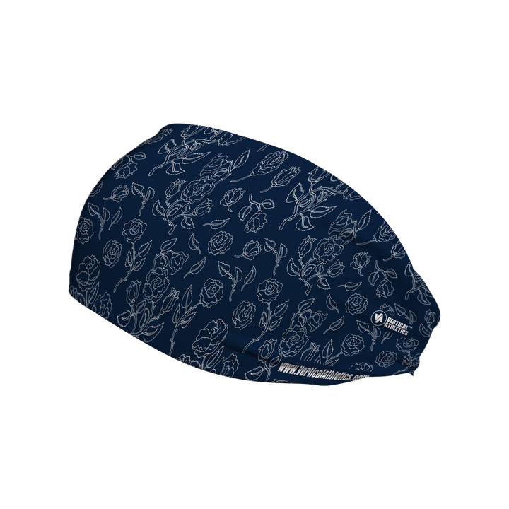 Cooling Headband with Roses Line Art. Made in USA, Vertical Athletics brand.