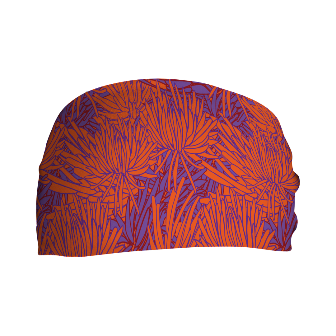 Cooling Headband with Succulents Festival. Made in USA, Vertical Athletics brand.