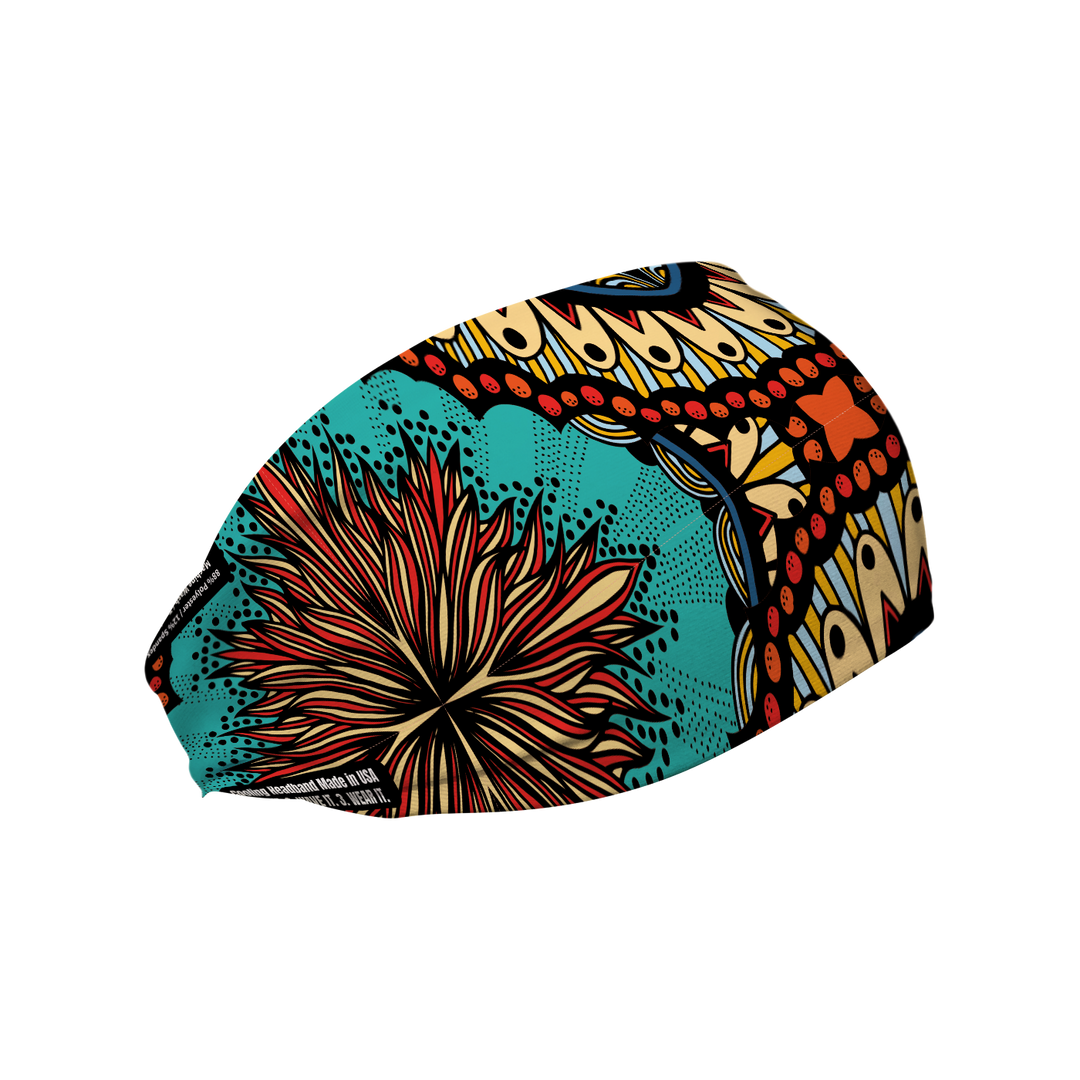 Cooling Headband with Boho Turquoise. Made in USA, Vertical Athletics brand.