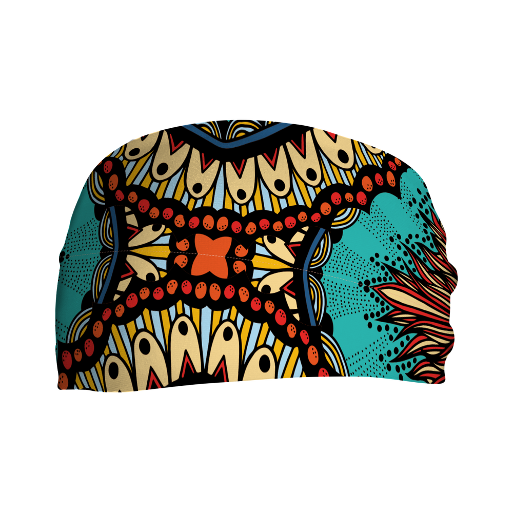 Cooling Headband with Boho Turquoise. Made in USA, Vertical Athletics brand.