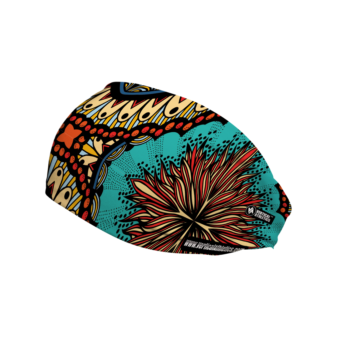 Cooling Headband with Boho Turquoise. Made in USA, Vertical Athletics brand.