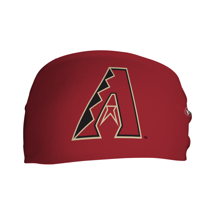 Front view of MLB Arizona Diamondbacks Red headband with alt logo. Made in USA, Vertical Athletics brand. 