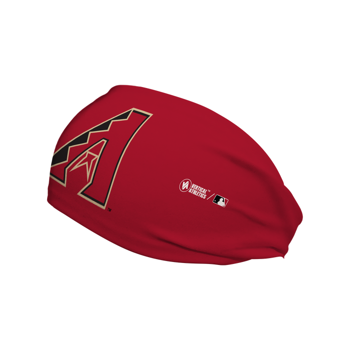 Side view of MLB Arizona Diamondbacks Red headband with alt logo. Made in USA, Vertical Athletics brand. 