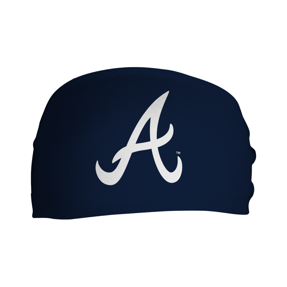 MLB Atlanta Braves Navy cooling headband with Cap logo. Made in USA, Vertical Athletics brand. 