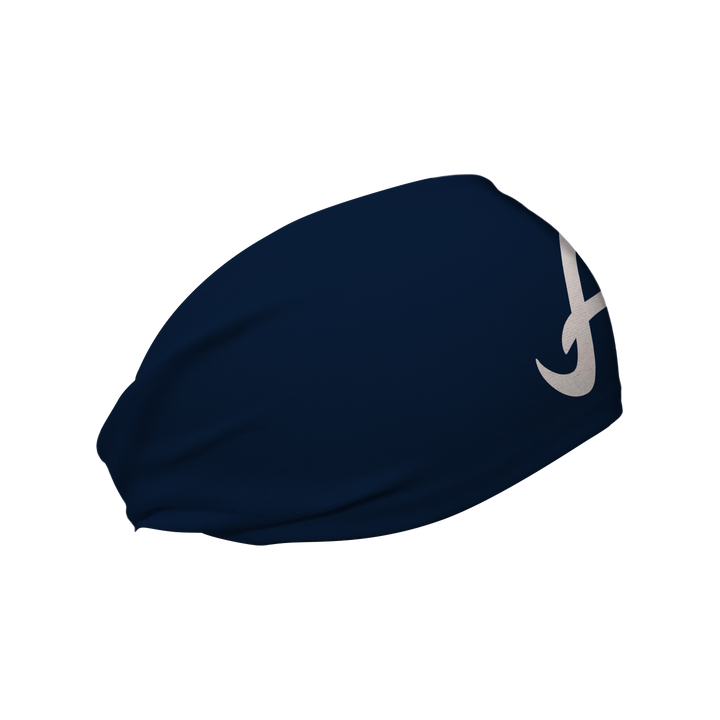 MLB Atlanta Braves Navy cooling headband with Cap logo. Made in USA, Vertical Athletics brand. 