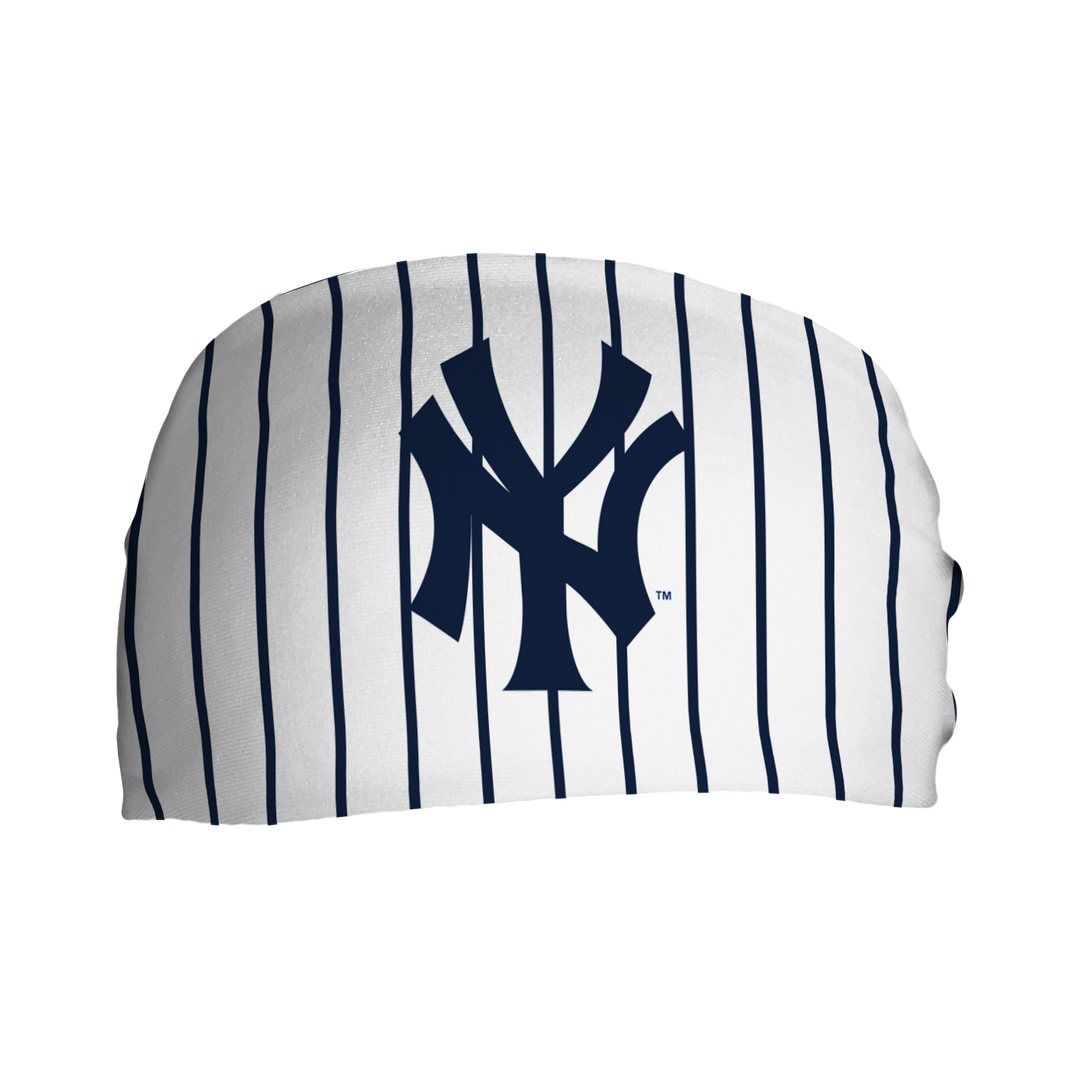 MLB New York Yankees cooling headband pinstripe with coop. Made in USA, Vertical Athletics brand. 