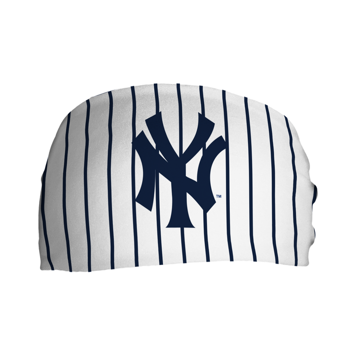 MLB New York Yankees cooling headband pinstripe with coop. Made in USA, Vertical Athletics brand. 