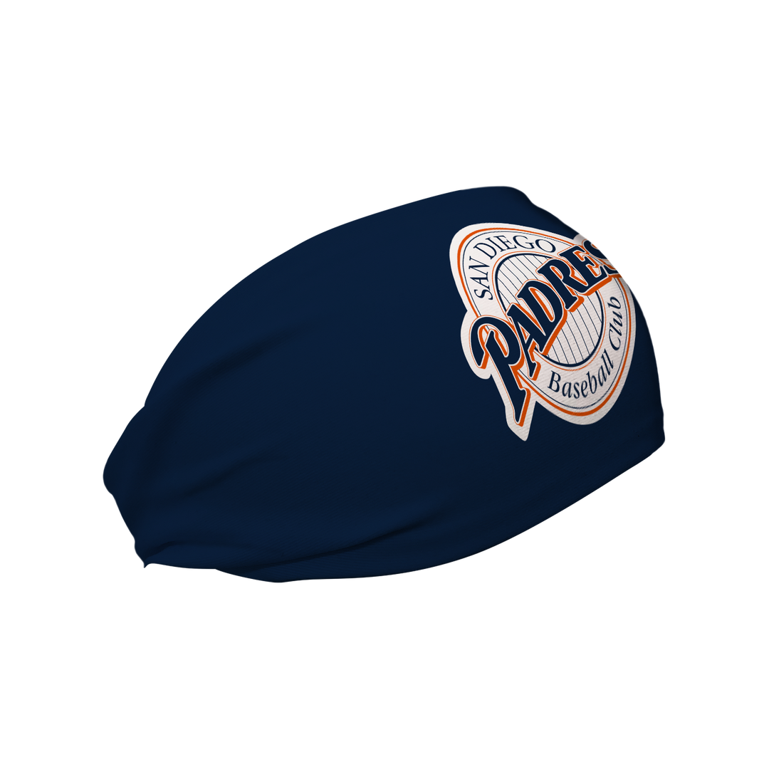 MLB San Diego Padres navy cooling headband with coop logo. Made in USA, Vertical Athletics brand.  