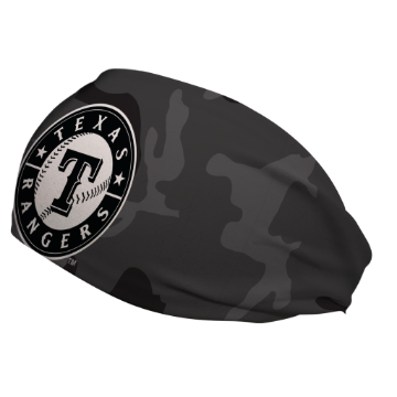 Side view of MLB Texas Rangers black Camo headband. Made in USA, Vertical Athletics brand.  